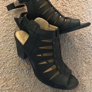 Black strappy booties 8